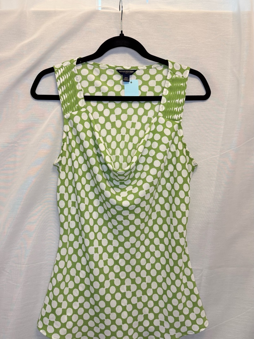 Green Polka Dot Cowl Neck Tank